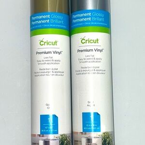 NIB Cricut Premium Vinyl Permanent Glossy Gold & Silver 12x48 NIB